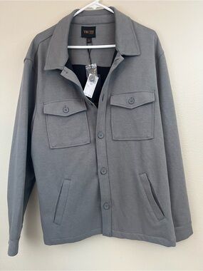 Truth by Republic Men's XL Shirt Jacket Shacket in Grey Solid Twill Knit